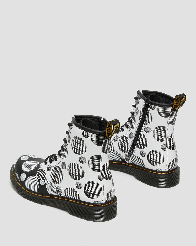 Kids' Dr Martens Youth 1460 Polka Dot Leather Lace Up Boots Black | AU 714QMA